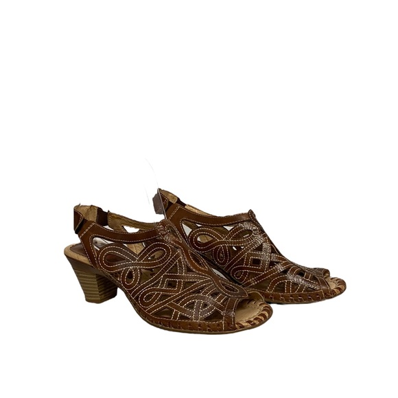 PIKOLINOS 'Paris' Slingback Spring Peep Toe Perforated Sandal Brown 40 - Picture 14 of 14